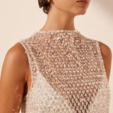 SHONA JOY - Asteri High Neck Sleeveless Maxi Dress - Silver