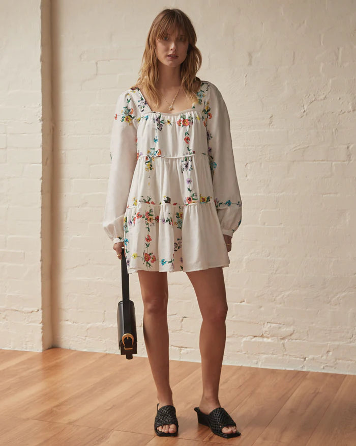 arlette floral long sleeve dress Rebecca Vallance Arlette Belted Floral short-sleeve Maxi Dress | Red