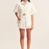 SHONA JOY - Hana High Waisted Flared Short - Ivory