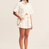 SHONA JOY - Hana High Waisted Flared Short - Ivory