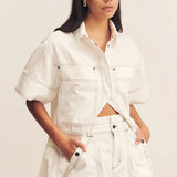 SHONA JOY - Hana High Waisted Flared Short - Ivory