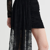 SUBOO - Gemini Detachable Train Lace Mini Skirt - Black