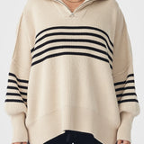 ARCAA - London Zip Stripe Sweater - Sand
