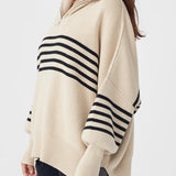 ARCAA - London Zip Stripe Sweater - Sand
