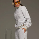ARAMINTA JAMES - AJ Crest Turtleneck Sweatshirt - Grey Marle