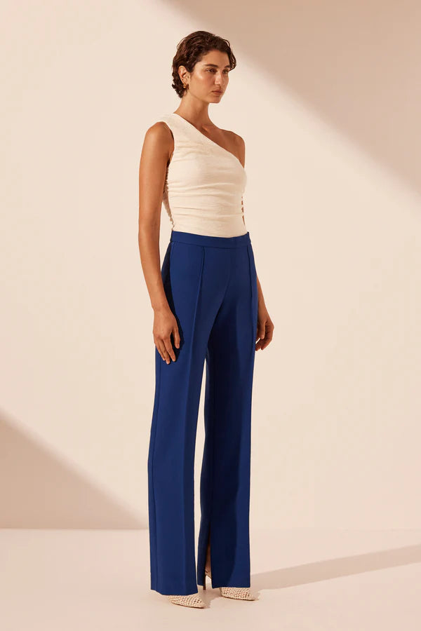 SHONA JOY Irena Pintuck Straight Leg Pant Azure Gigi Belle Boutique