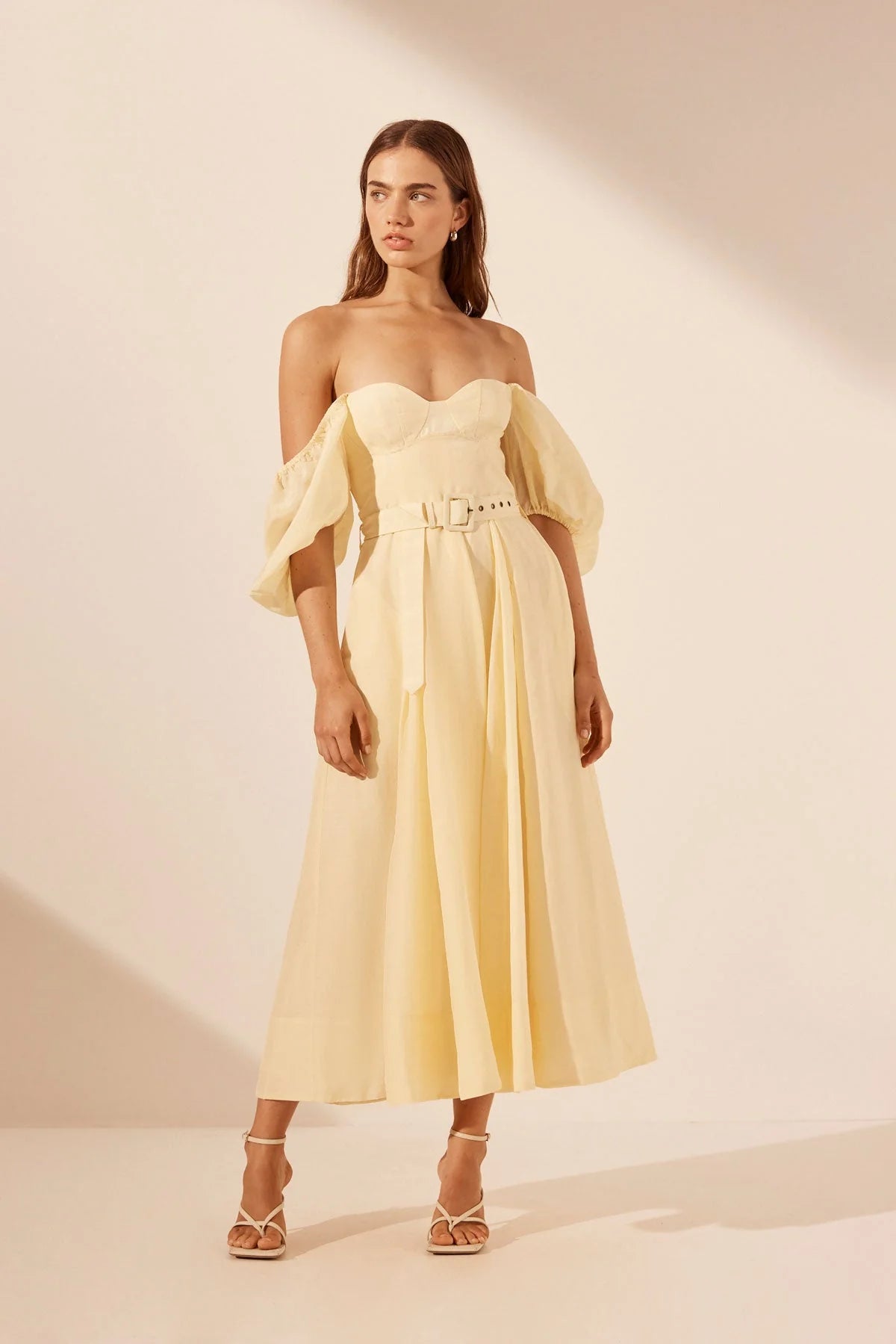 SHONA JOY - Limon Puff Sleeve Bustier Midi Dress - Lemonade Gigi Belle Boutique SHONA JOY - Limon Puff Sleeve Bustier Midi Dress - Lemonade Gigi Belle Boutique