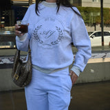 ARAMINTA JAMES - AJ Crest Turtleneck Sweatshirt - Grey Marle