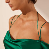 SHONA JOY - Elle Silk Off The Shoulder Tie Mini Dress - Emerald Green