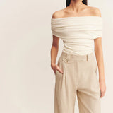 SHONA JOY - Newman High Waisted Tailored Pant - Parchment