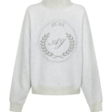 ARAMINTA JAMES - AJ Crest Turtleneck Sweatshirt - Grey Marle