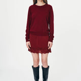 ROWIE - Axel Merino Knit Top - Merlot Red