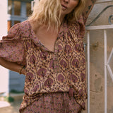 SPELL - Chateau Short Sleeve Blouse - Grape