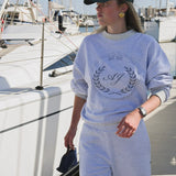 ARAMINTA JAMES - AJ Crest Turtleneck Sweatshirt - Grey Marle