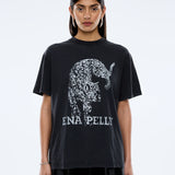 ENA PELLY - Crawling Leopard Tee - Vintage Black