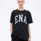ENA PELLY - Jessie Oversized Collegiate Tee - Vintage Black
