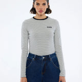 ENA PELLY - Nelly Long Sleeve Stripe Tee - Monochrome Stripe