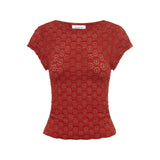 ROWIE - Galo Daisy Lace Tee - Burgundy