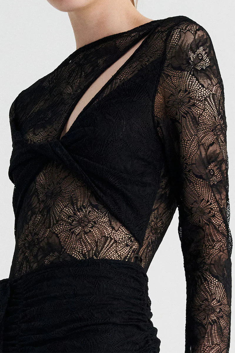 SUBOO - Gemini long Sleeve Lace Bodysuit - Black