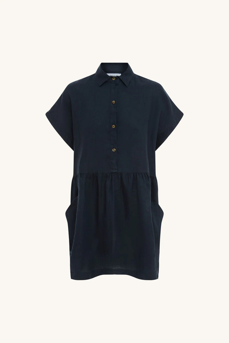 Rowie - Gina Linen Mini Dress - Ink