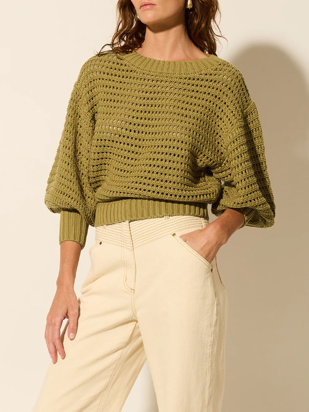 KIVARI - Lina Knit Sweater - Khaki