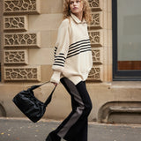 ARCAA - London Zip Stripe Sweater - Sand