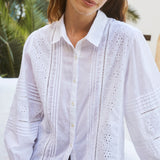 INDI & COLD - Embroidered Voile Shirt - Blanco