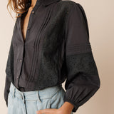 INDI & COLD - Embroidered Voile Shirt - Carbon