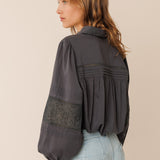 INDI & COLD - Embroidered Voile Shirt - Carbon