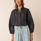 INDI & COLD - Embroidered Voile Shirt - Carbon