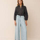INDI & COLD - Embroidered Voile Shirt - Carbon