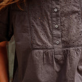 INDI & COLD - Embroidered Voile Blouse - Carbon
