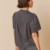 INDI & COLD - Embroidered Voile Blouse - Carbon