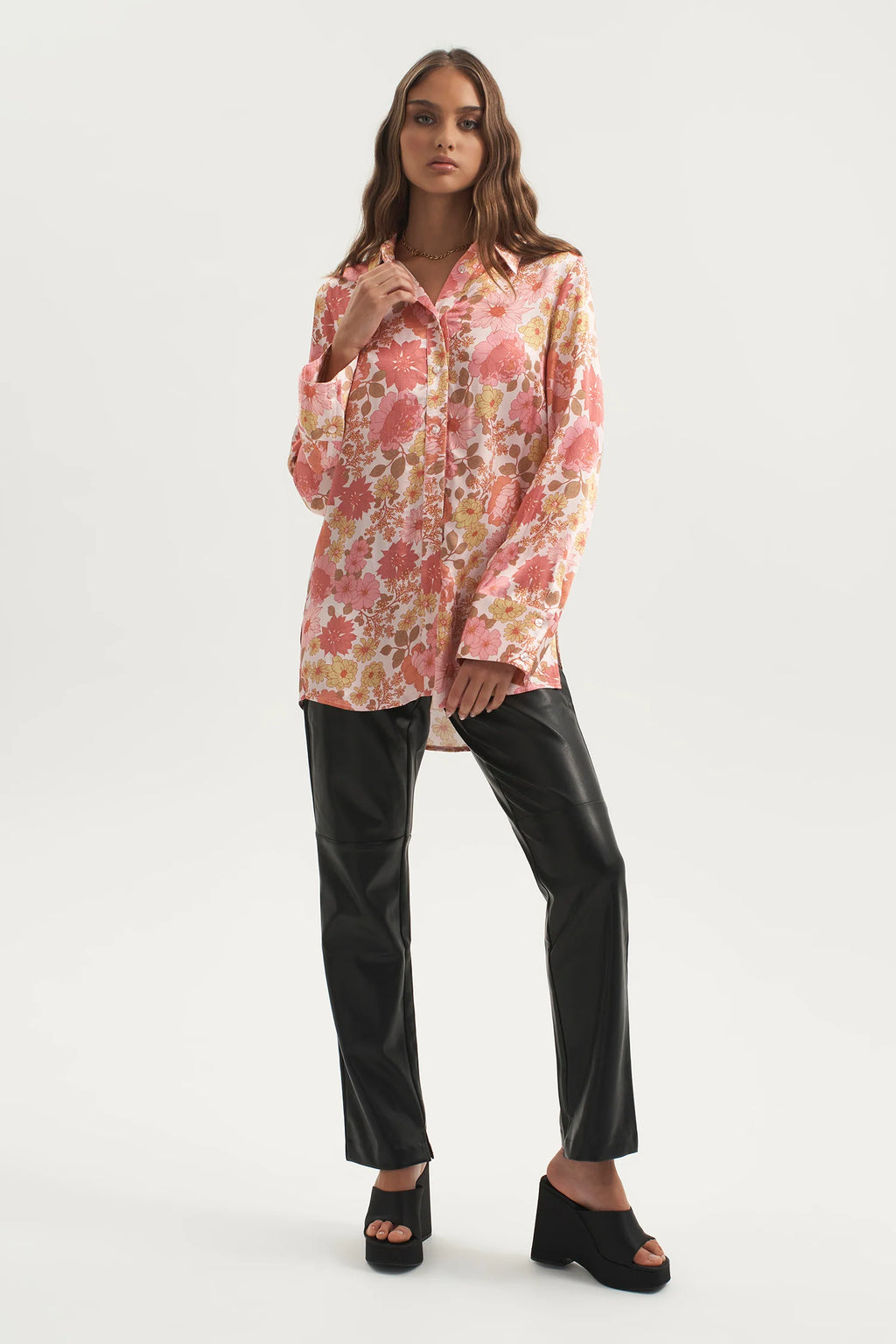 Ownley - Merry Relaxed Shirt - Pink Floral