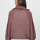 ROWIE - Markus Zip Knit Cardigan - Rust Red / Creme