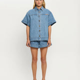 KIVARI - Marla Denim Shirt - Stone Wash Blue