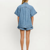 KIVARI - Marla Denim Shirt - Stone Wash Blue