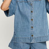 KIVARI - Marla Denim Shirt - Stone Wash Blue