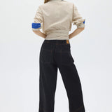 POL CLOTHING - Raydel Contrast Denim Pant - Black / Toffee