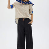 POL CLOTHING - Raydel Contrast Denim Pant - Black / Toffee