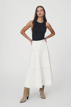 ROWIE - Paloma Organic Midi Skirt - Creme