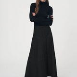 ROWIE - Paloma Organic Midi Skirt - Washed Black