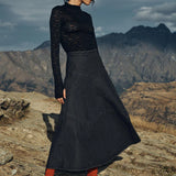 ROWIE - Paloma Organic Midi Skirt - Washed Black