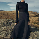ROWIE - Paloma Organic Midi Skirt - Washed Black