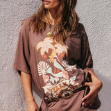 SPELL - Villa Tropic Oversized Biker Tee - Coffee