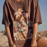 SPELL - Villa Tropic Oversized Biker Tee - Coffee