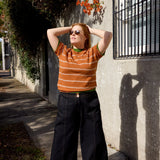 POL CLOTHING - Raydel Contrast Denim Pant - Black / Toffee