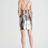 SUBOO - Luna Cowl Neck Mini Dress - Silver