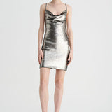 SUBOO - Luna Cowl Neck Mini Dress - Silver
