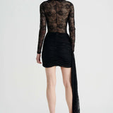 SUBOO - Gemini Detachable Train Lace Mini Skirt - Black